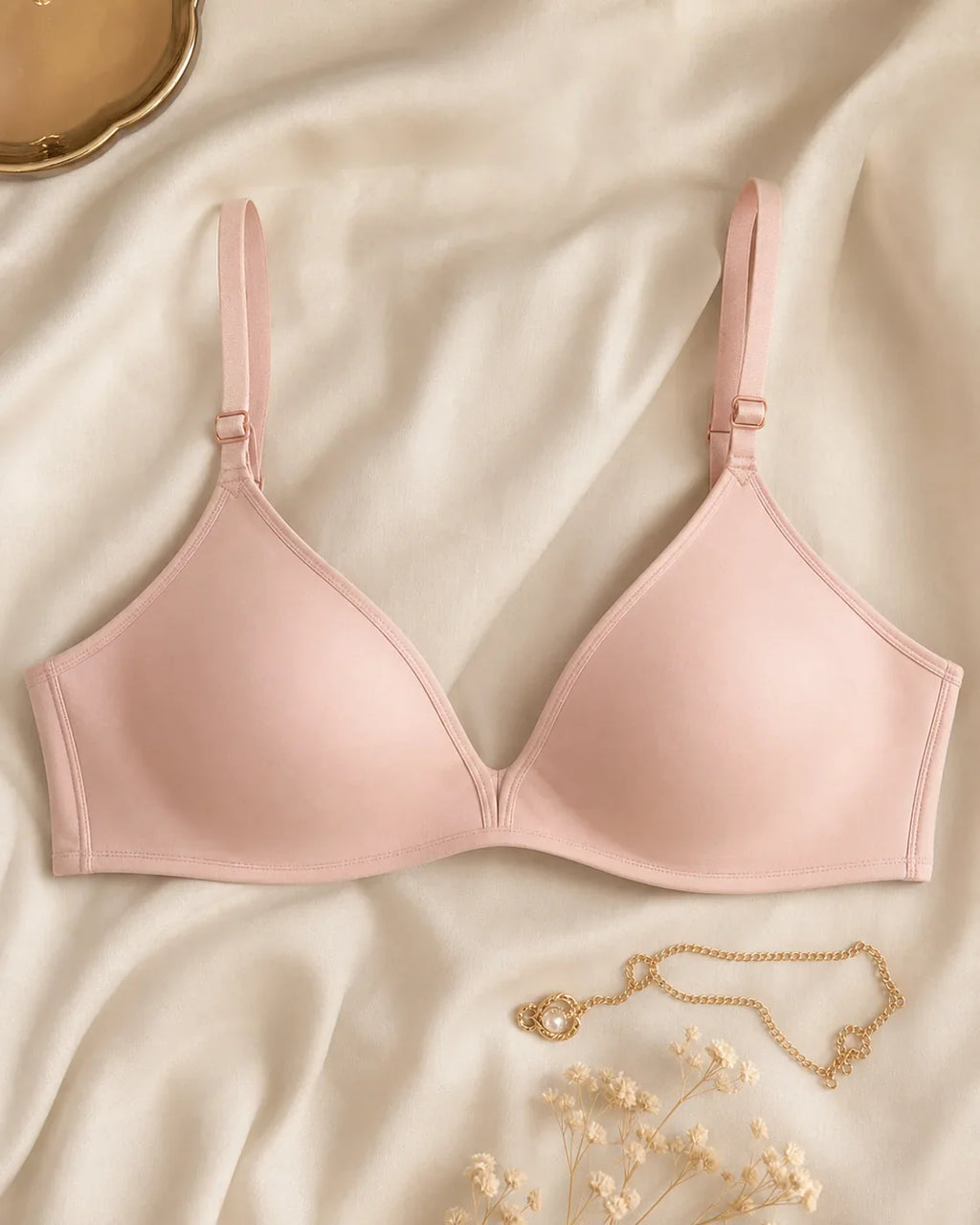 CloudSoft Wireless Bra blush flat lay — temporary concept image