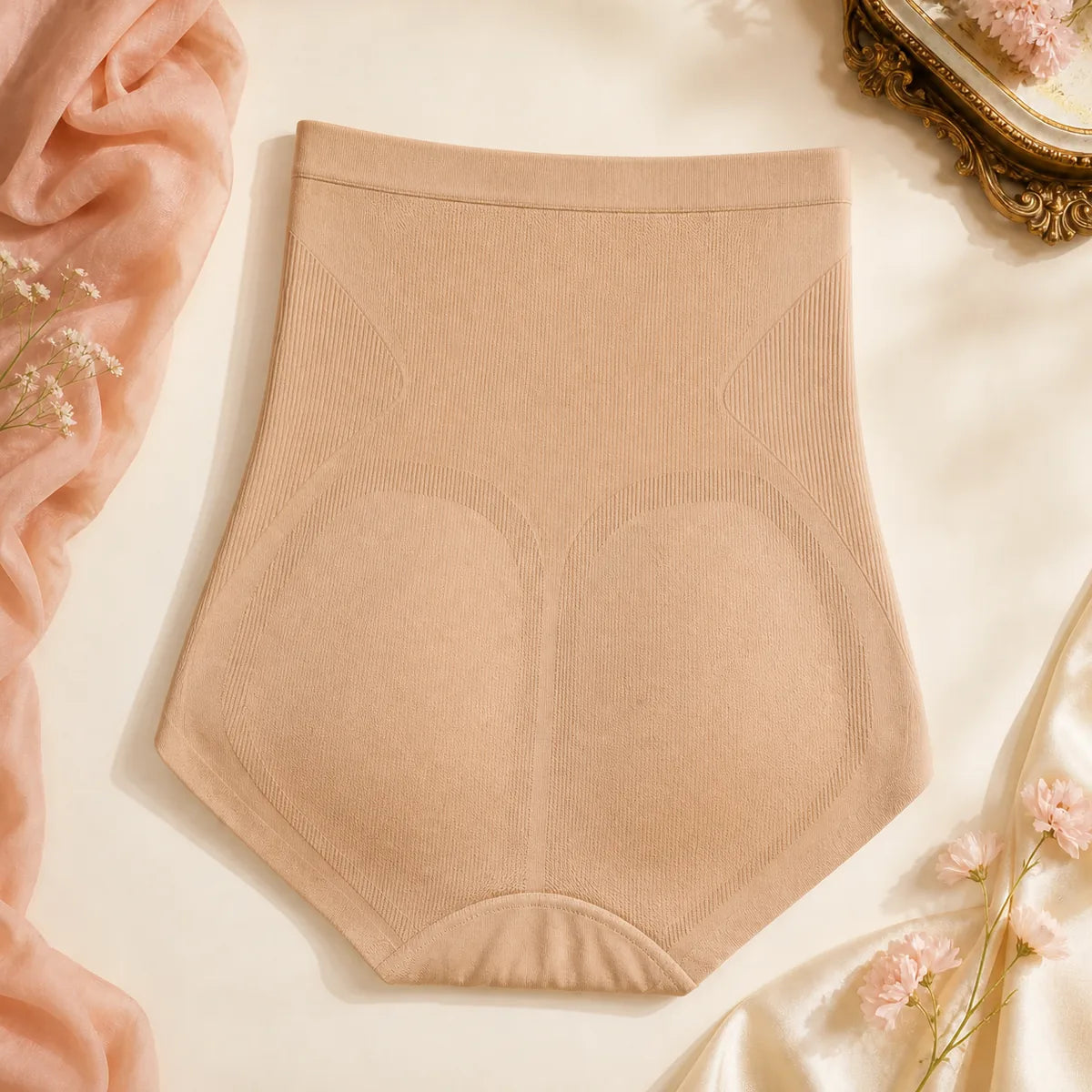 VELOURA SmoothForm High-Waist Shaper rear panel flat lay — temporary concept image